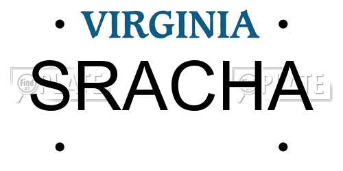 SRACHA Virginia License Plate