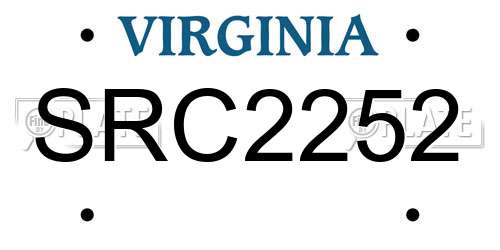 SRC2252 Virginia License Plate