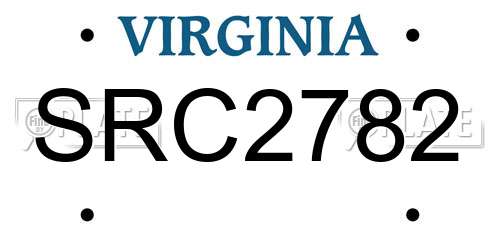 SRC2782 Virginia License Plate