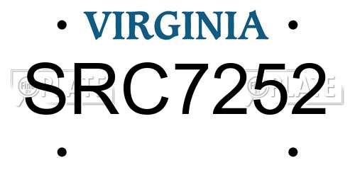 SRC7252 Virginia License Plate
