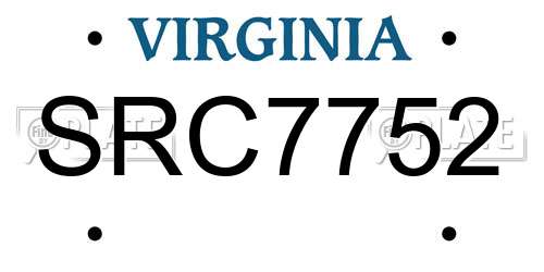 SRC7752 Virginia License Plate