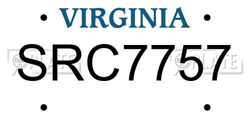 SRC7757 Virginia License Plate