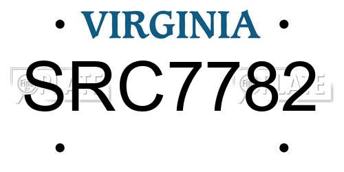 SRC7782 Virginia License Plate