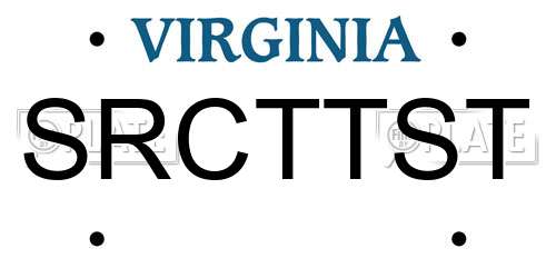 SRCTTST Virginia License Plate