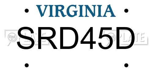 SRD45D Virginia License Plate