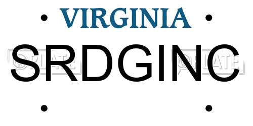 SRDGINC Virginia License Plate