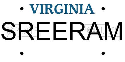 SREERAM Virginia License Plate