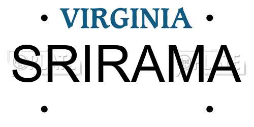 SRIRAMA Virginia License Plate