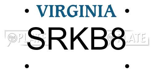 SRKB8 Virginia License Plate
