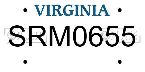 SRM0655 Virginia License Plate