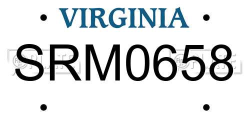 SRM0658 Virginia License Plate