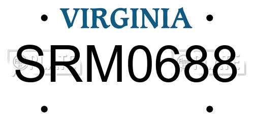 SRM0688 Virginia License Plate