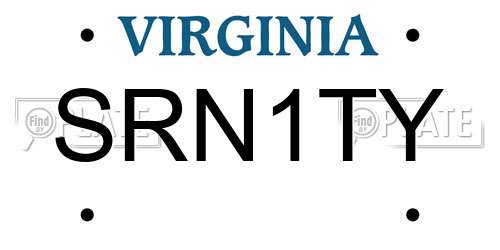 SRN1TY Virginia License Plate