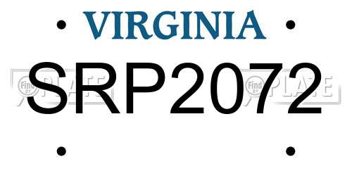 SRP2072 Virginia License Plate