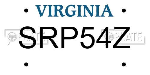 SRP54Z Virginia License Plate