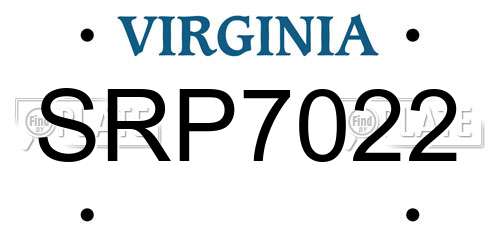 SRP7022 Virginia License Plate
