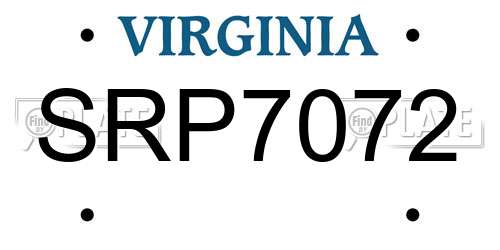 SRP7072 Virginia License Plate