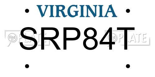 SRP84T Virginia License Plate