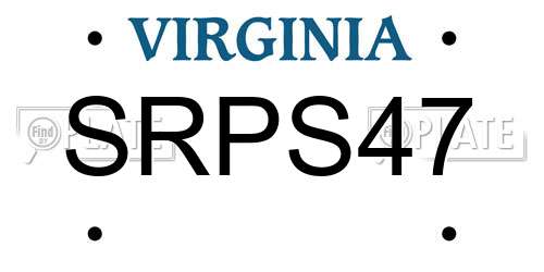 SRPS47 Virginia License Plate