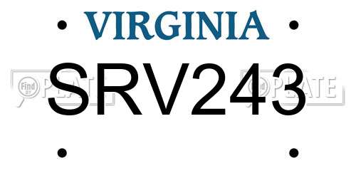 SRV243 Virginia License Plate