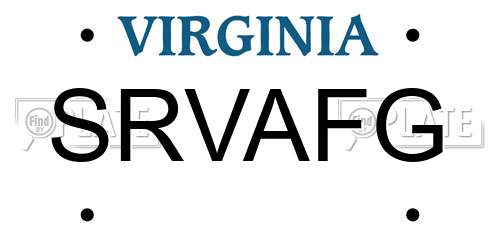 SRVAFG Virginia License Plate