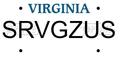 SRVGZUS Virginia License Plate