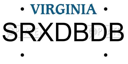 SRXDBDB Virginia License Plate