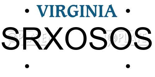 SRXOSOS Virginia License Plate