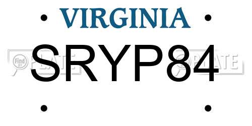 SRYP84 Virginia License Plate