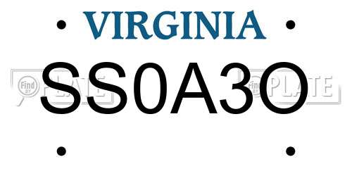SS0A3O Virginia License Plate