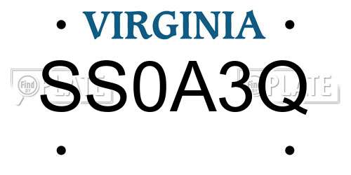 SS0A3Q Virginia License Plate
