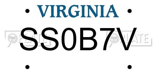 SS0B7V Virginia License Plate