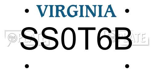 SS0T6B Virginia License Plate