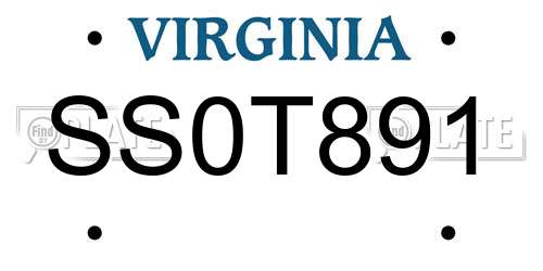 SS0T891 Virginia License Plate