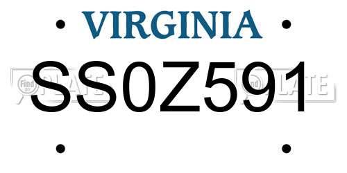 SS0Z591 Virginia License Plate