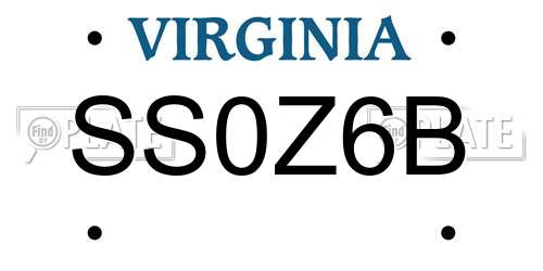 SS0Z6B Virginia License Plate