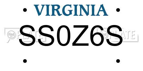 SS0Z6S Virginia License Plate