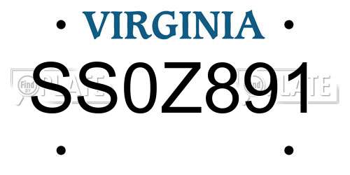 SS0Z891 Virginia License Plate