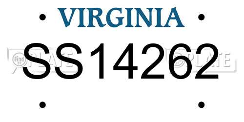 SS14262 Virginia License Plate