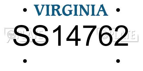 SS14762 Virginia License Plate