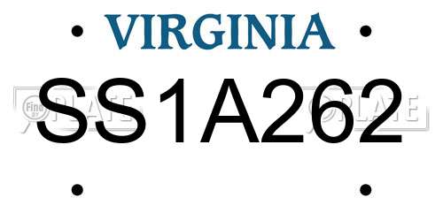 SS1A262 Virginia License Plate