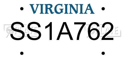 SS1A762 Virginia License Plate