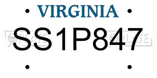 SS1P847 Virginia License Plate