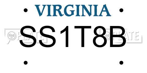 SS1T8B Virginia License Plate