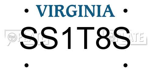 SS1T8S Virginia License Plate
