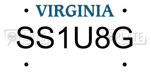 SS1U8G Virginia License Plate