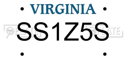SS1Z5S Virginia License Plate