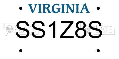 SS1Z8S Virginia License Plate