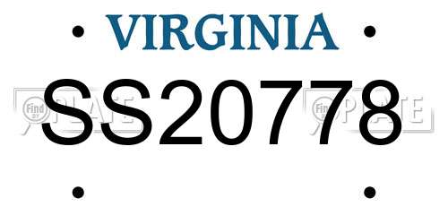 SS20778 Virginia License Plate