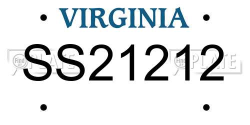 SS21212 Virginia License Plate